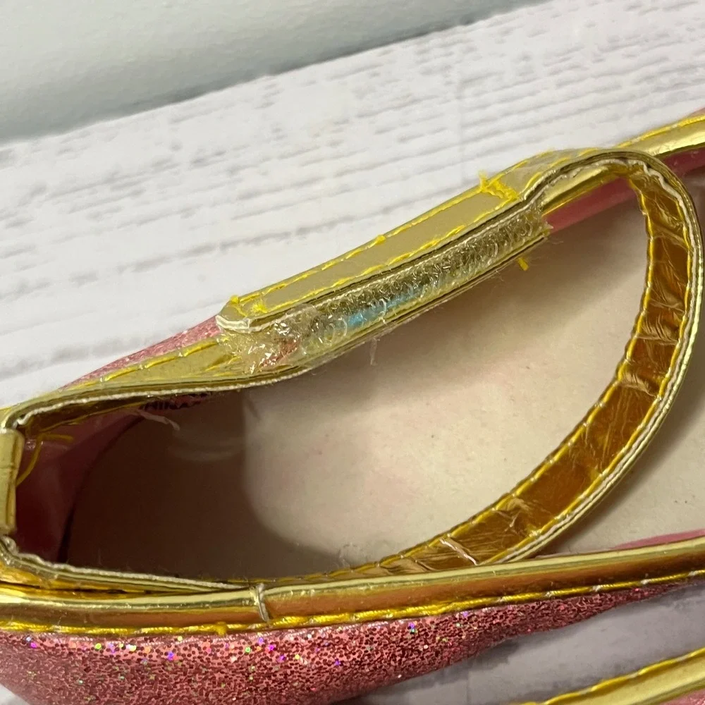 Disney Princess Aurora Sleeping Beauty Pink Glitter Dress Up Shoes Kids Size 7/8